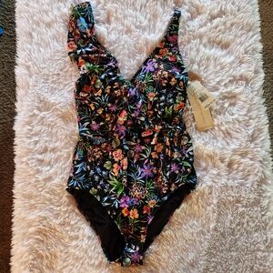 Gottex Floral One Piece - Black and Multicolor, NWT